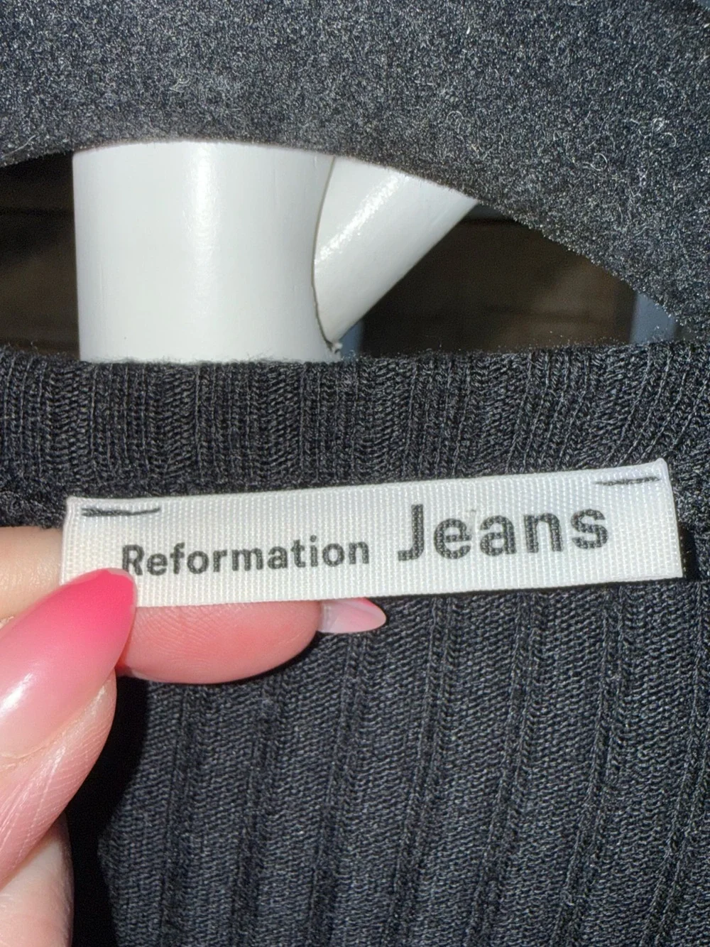 Reformation Black Ribbed Long-Sleeve Crop Top Small
